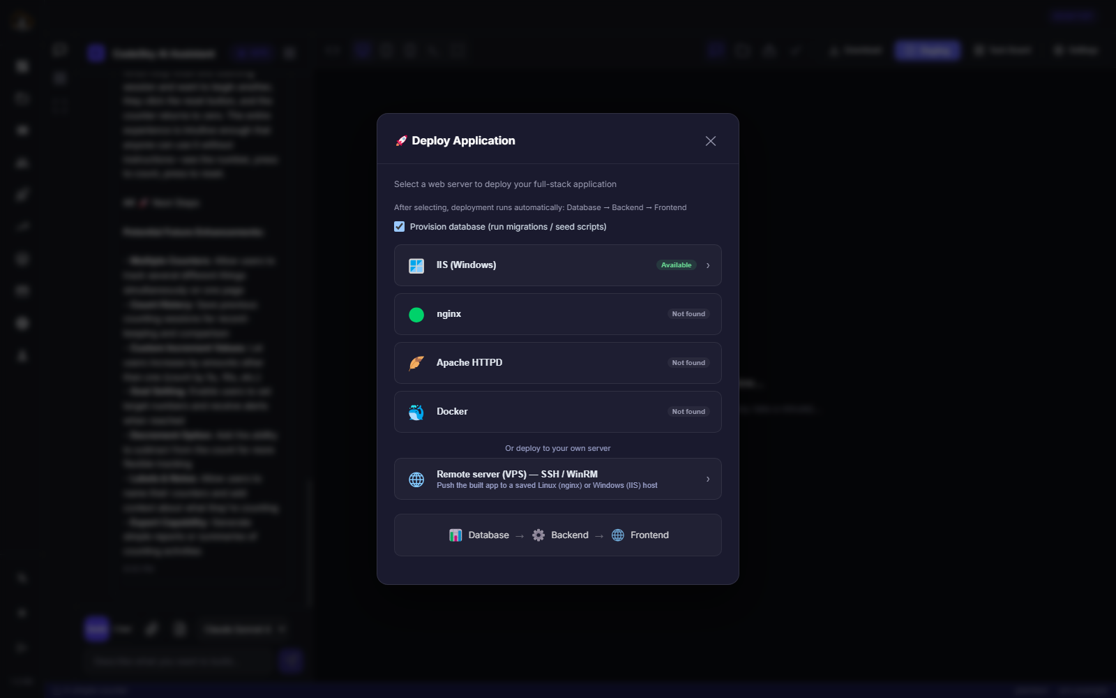 The Deploy Application dialog