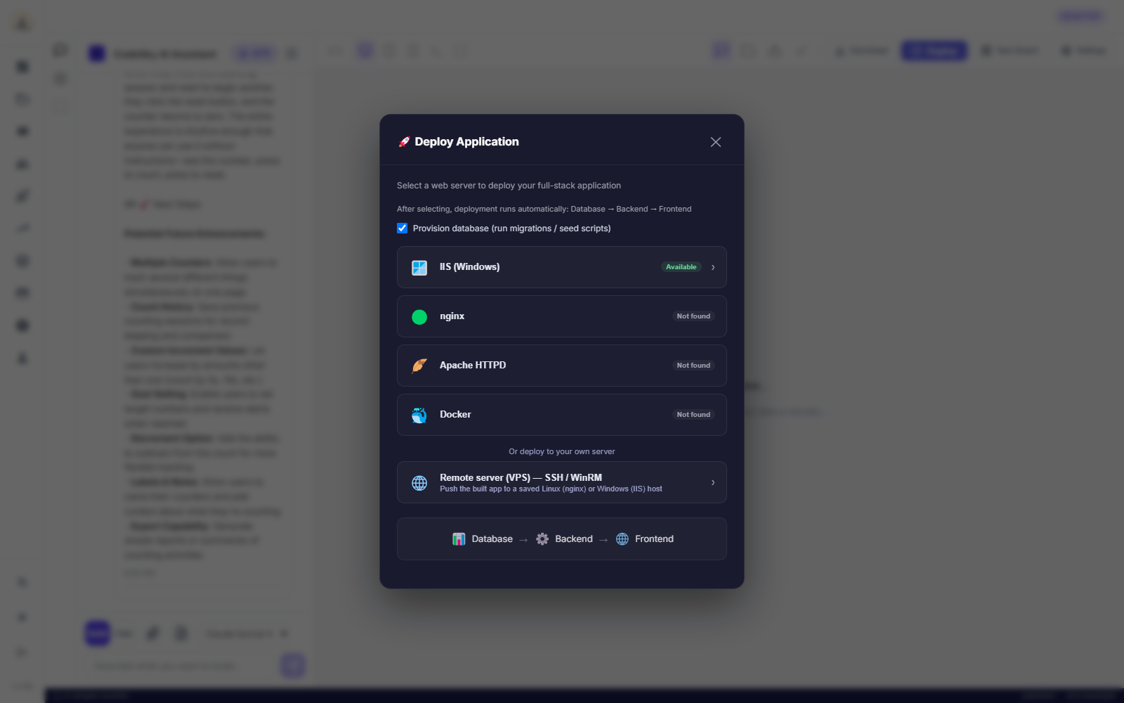 The Deploy Application dialog