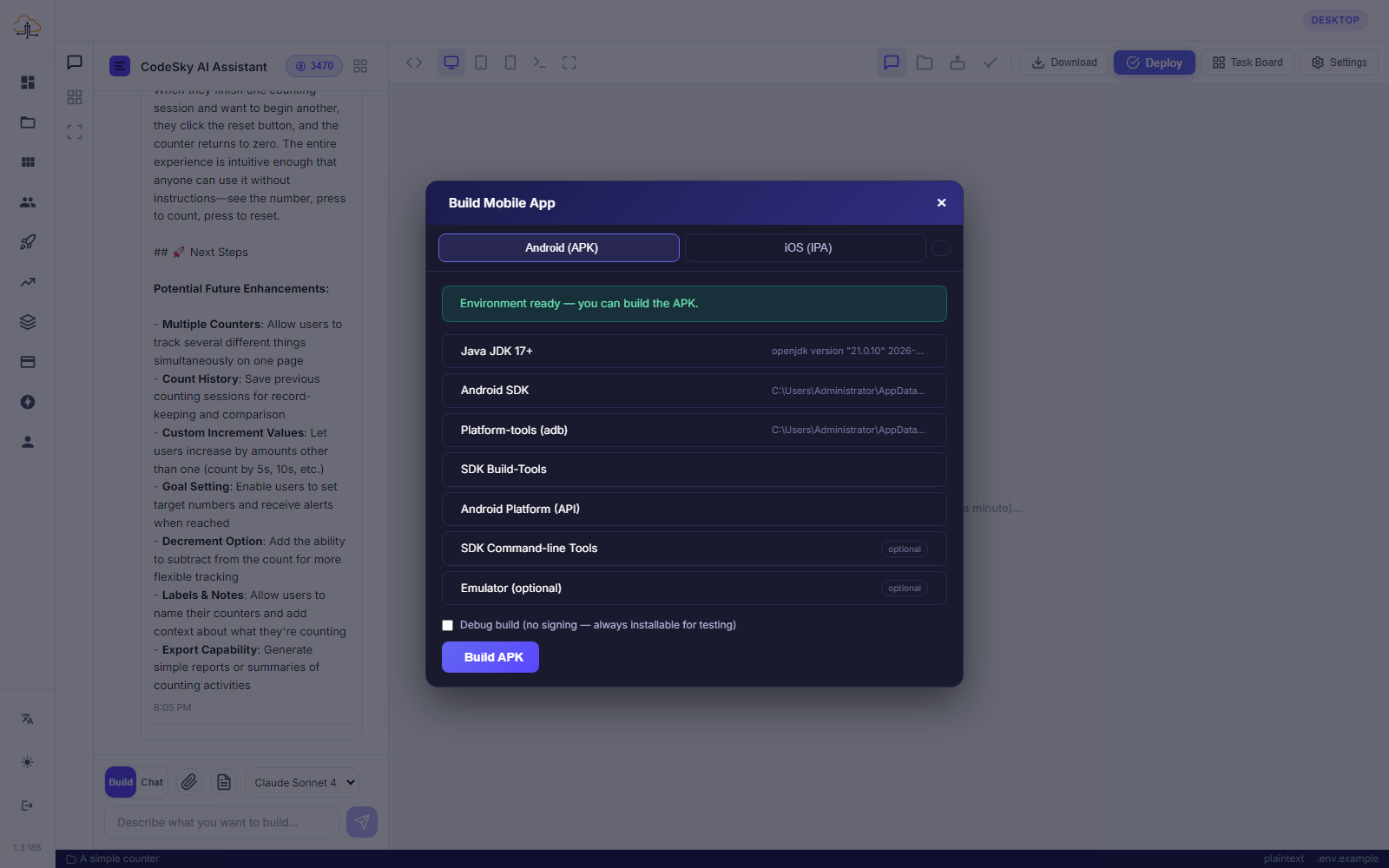 Building a mobile app (APK/IPA)
