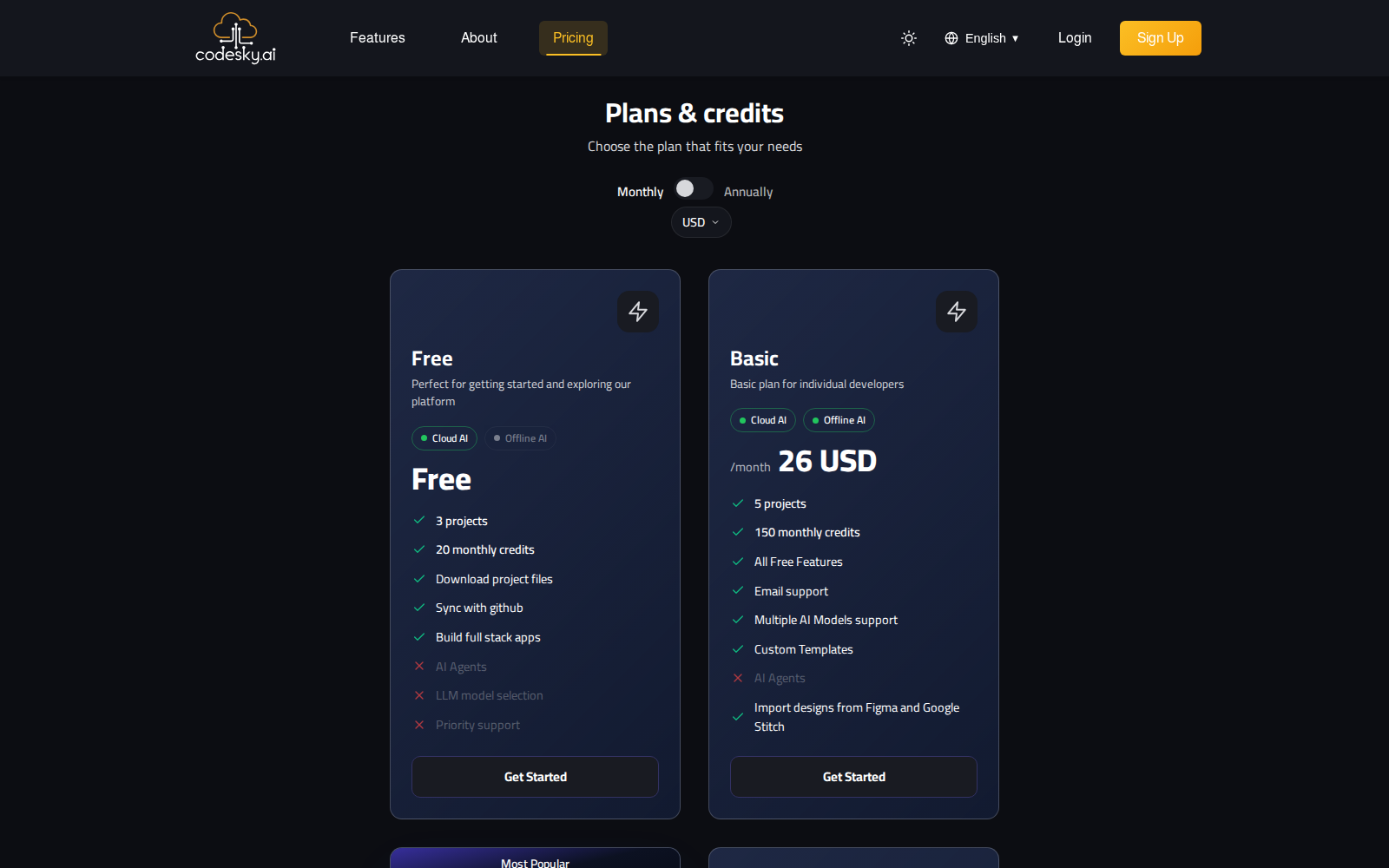 Plans and credits