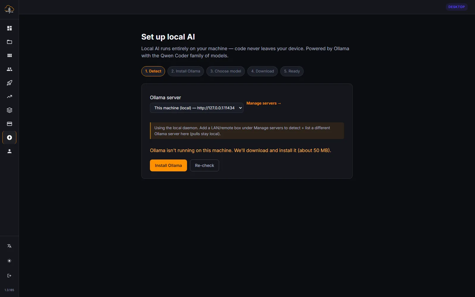Offline AI — Run the Qwen Coder models with Ollama — code never leaves your device.